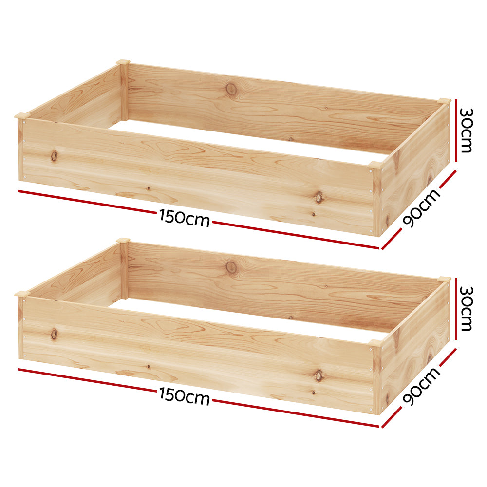 Green Fingers Garden Bed 150x90x30cm Wooden Planter Box Raised Container Growing-Home & Garden > Garden Beds > Garden Beds & Planters-PEROZ Accessories