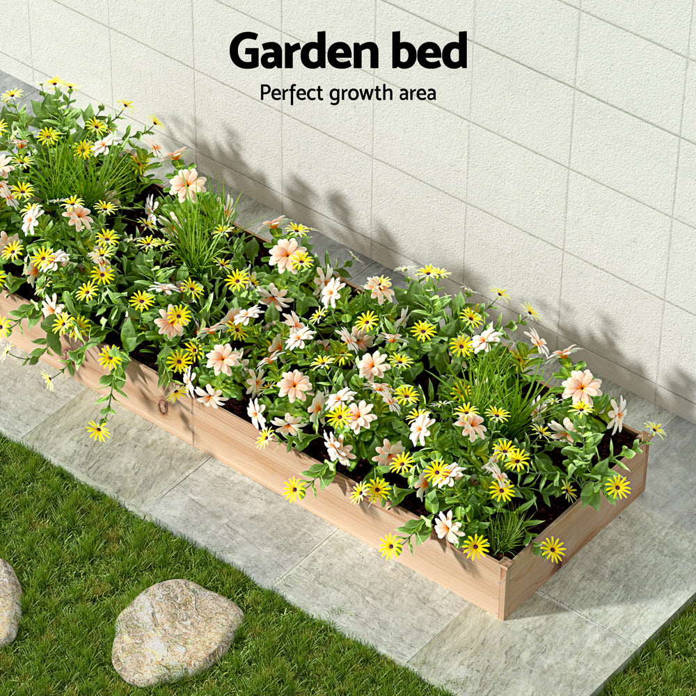 Green Fingers Garden Bed 150x90x30cm Wooden Planter Box Raised Container Growing-Home & Garden > Garden Beds > Garden Beds & Planters-PEROZ Accessories