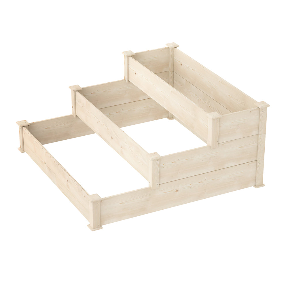 Green Fingers 3-Tier Wooden Raised Garden Bed Elevated Ground Vegetable Planter Box-Home & Garden > Garden Beds > Garden Beds & Planters-PEROZ Accessories