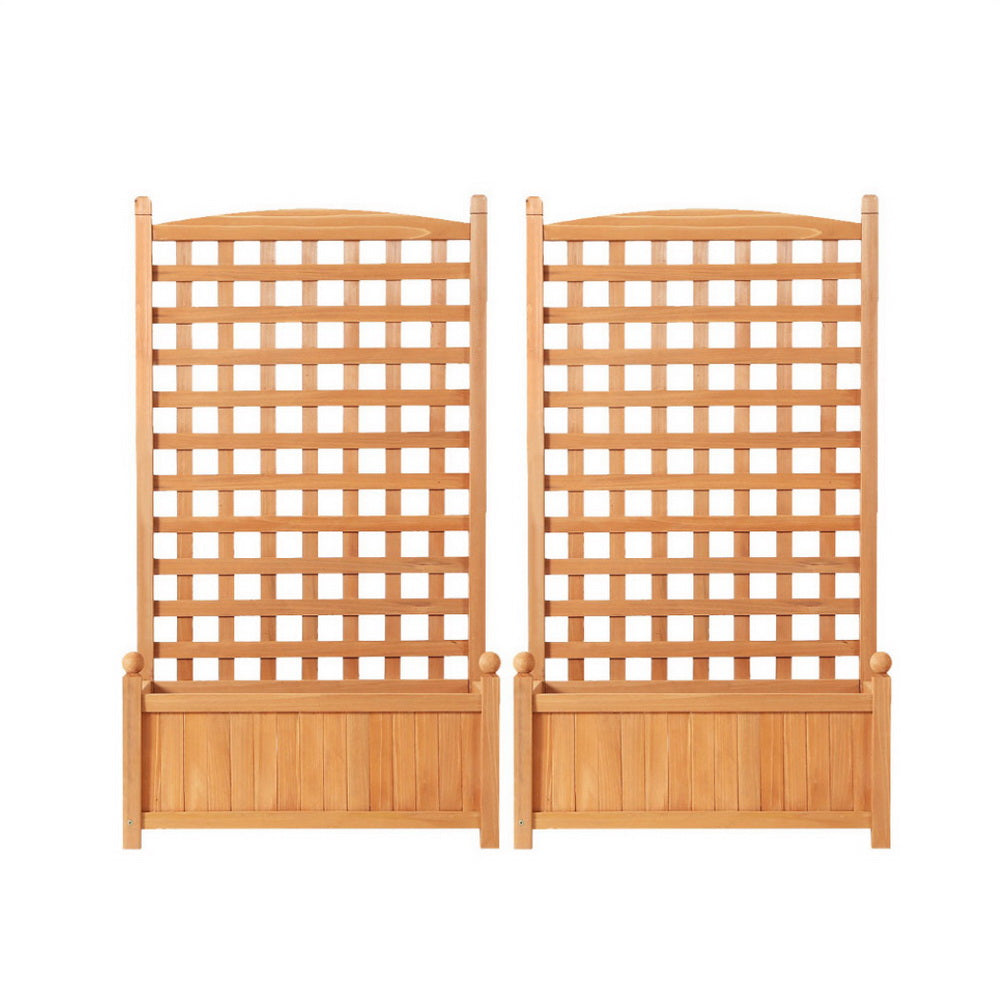 Green Fingers 2X Garden Bed Wooden 64x35x115cm Planter Raised Box Container Trellis-Home & Garden > Garden Beds > Garden Beds & Planters-PEROZ Accessories