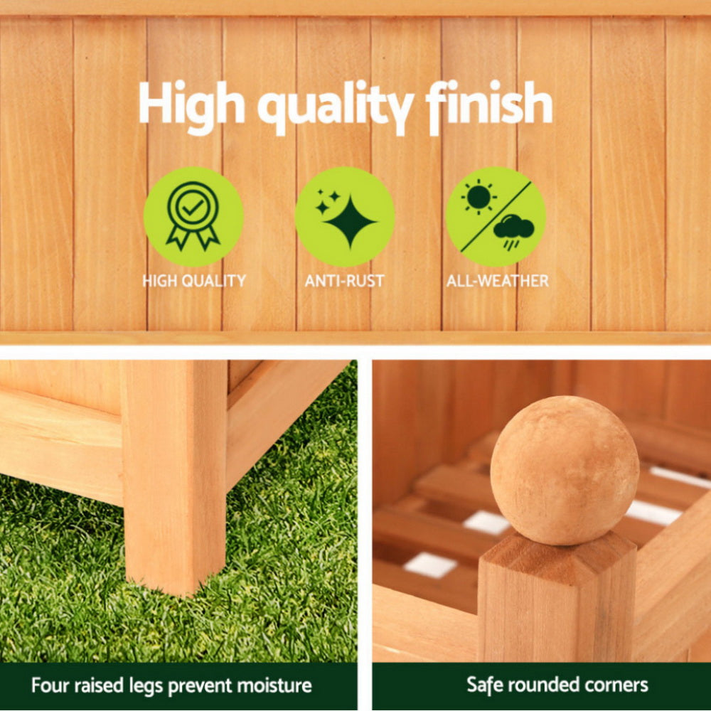 Green Fingers 2X Garden Bed Wooden 64x35x115cm Planter Raised Box Container Trellis-Home & Garden > Garden Beds > Garden Beds & Planters-PEROZ Accessories