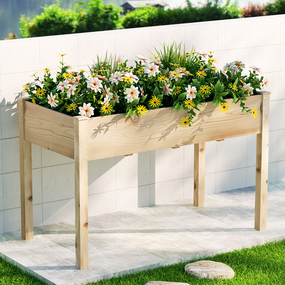 Green Fingers Garden Bed Elevated 120x60x80cm Wooden Planter Box Raised Container-Home & Garden > Garden Beds > Garden Beds & Planters-PEROZ Accessories