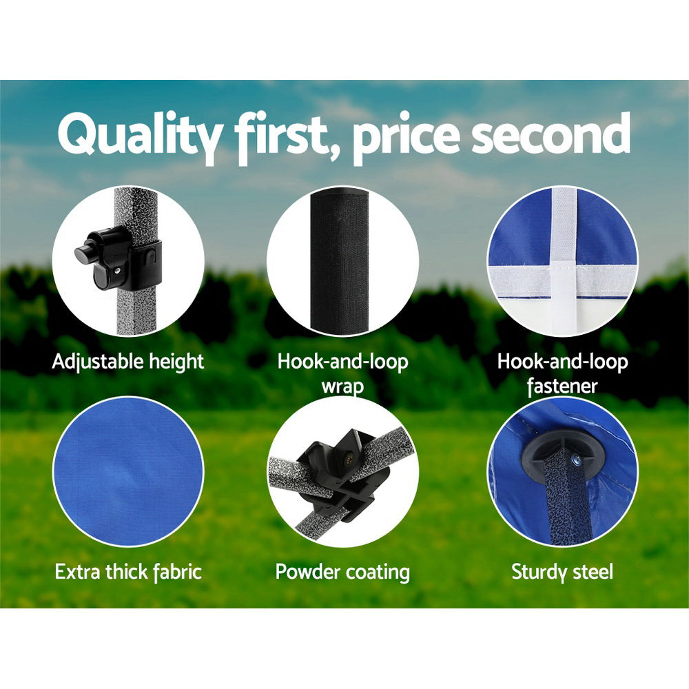 Instahut Gazebo 3x6 Pop Up Marquee Folding Tent Wedding Gazebos Camping Outdoor Shade Canopy Blue-Home & Garden > Shading-PEROZ Accessories