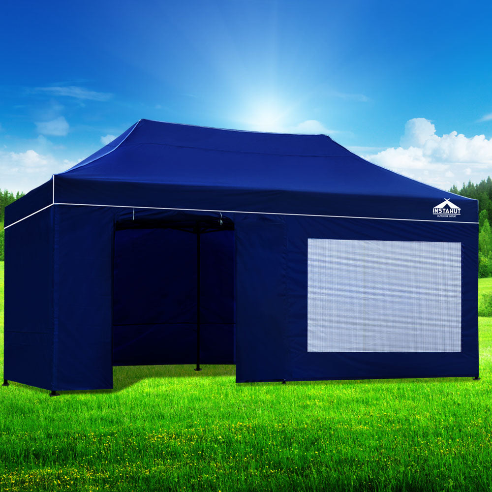 Instahut Gazebo 3x6 Pop Up Marquee Folding Tent Wedding Gazebos Camping Outdoor Shade Canopy Blue-Home & Garden > Shading-PEROZ Accessories