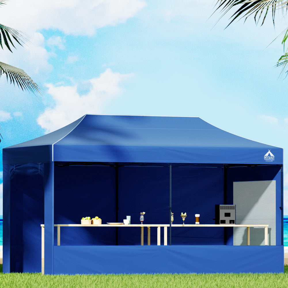 Instahut Gazebo 3x6 Pop Up Marquee Folding Tent Wedding Gazebos Camping Outdoor Shade Canopy Blue-Home & Garden > Shading-PEROZ Accessories