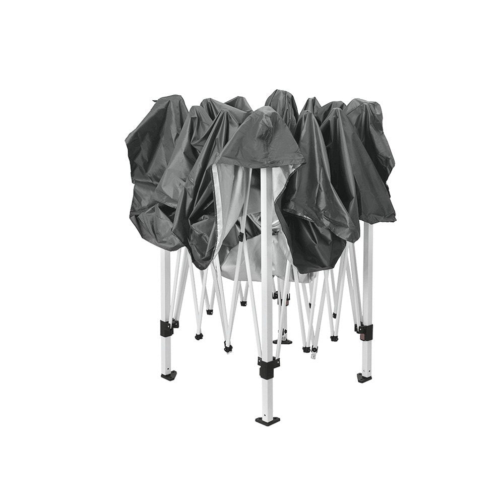 Instahut Gazebo Pop Up Marquee 3x3m Wedding Party Outdoor Camping Tent Canopy Shade Mesh Wall Grey-Home & Garden > Shading-PEROZ Accessories