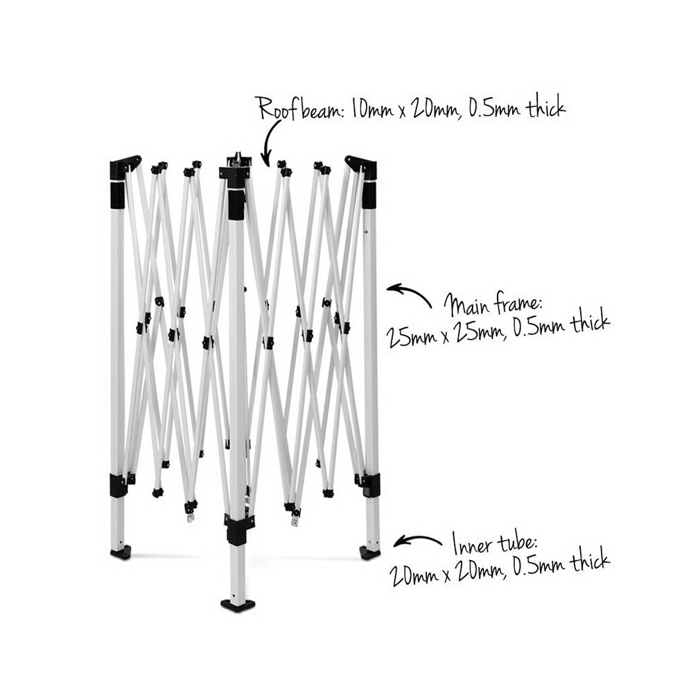 Instahut Gazebo Pop Up Marquee 3x3m Wedding Party Outdoor Camping Tent Canopy Shade Mesh Wall Grey-Home & Garden > Shading-PEROZ Accessories