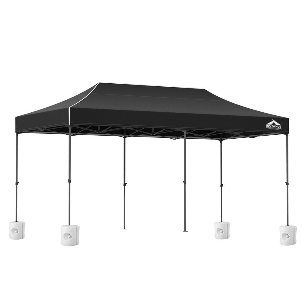 Instahut Gazebo Pop Up Marquee 3x6 Folding Outdoor 500D Tent Base Pod Black-Home & Garden > Shading-PEROZ Accessories