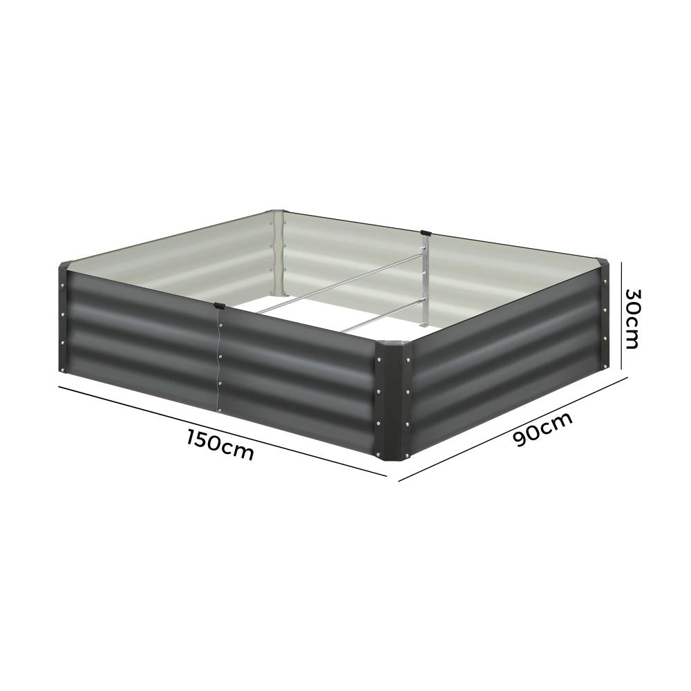 Livsip 150 x 90 x 30cm Garden Bed Galvanised Steel Raised Garden Bed 4pcs-Garden Beds-PEROZ Accessories