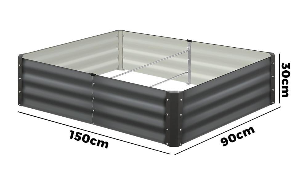 Livsip 150 x 90 x 30cm Garden Bed Galvanised Steel Raised Garden Bed 4pcs-Garden Beds-PEROZ Accessories