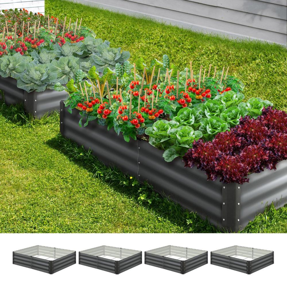 Livsip 150 x 90 x 30cm Garden Bed Galvanised Steel Raised Garden Bed 4pcs-Garden Beds-PEROZ Accessories