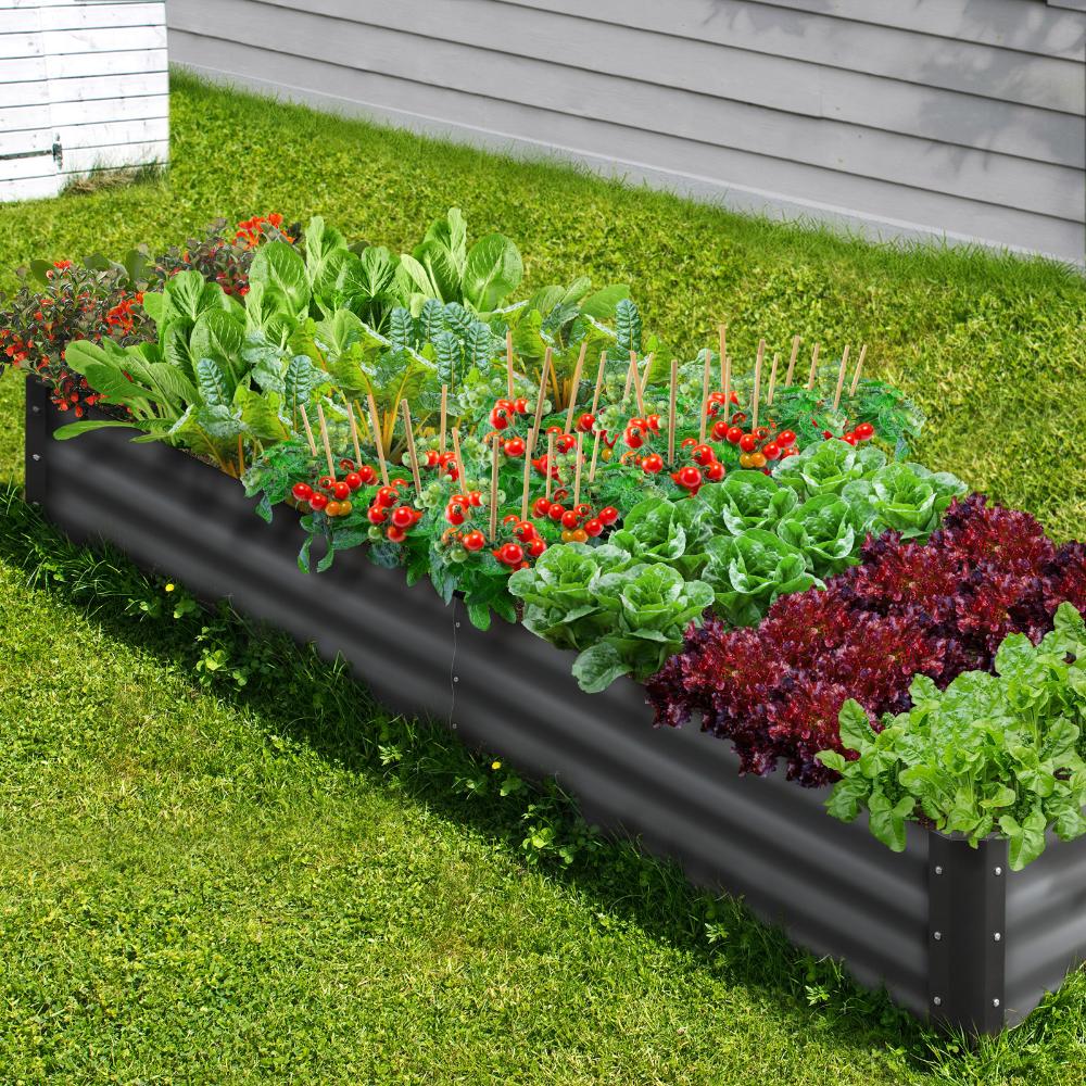 Livsip Garden Bed Garden Fence Raised Planter x 2 Galvanised Steel 210x90x30CM-Garden Beds-PEROZ Accessories