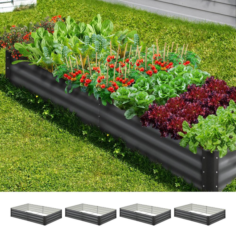 Livsip 210 x 90 x 30cm Garden Bed Galvanised Steel Raised Garden Bed 4pcs-Garden Beds-PEROZ Accessories