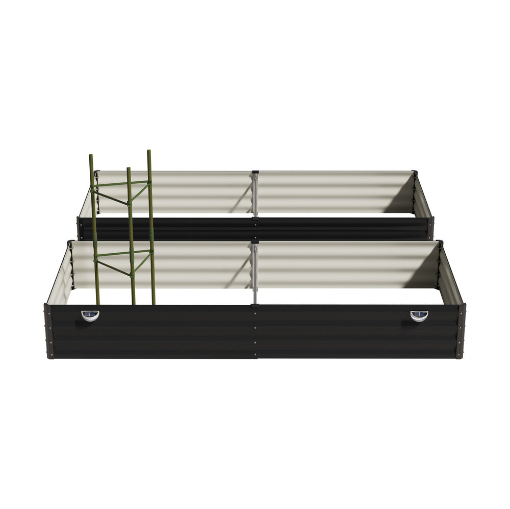 Livsip 2x Garden Bed 210x90x30cm LED Plant Stand Box Galvanise-Garden Bed-PEROZ Accessories