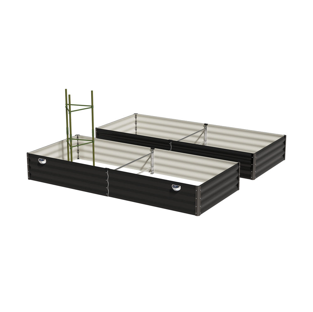Livsip 2x Garden Bed 210x90x30cm LED Plant Stand Box Galvanise-Garden Bed-PEROZ Accessories