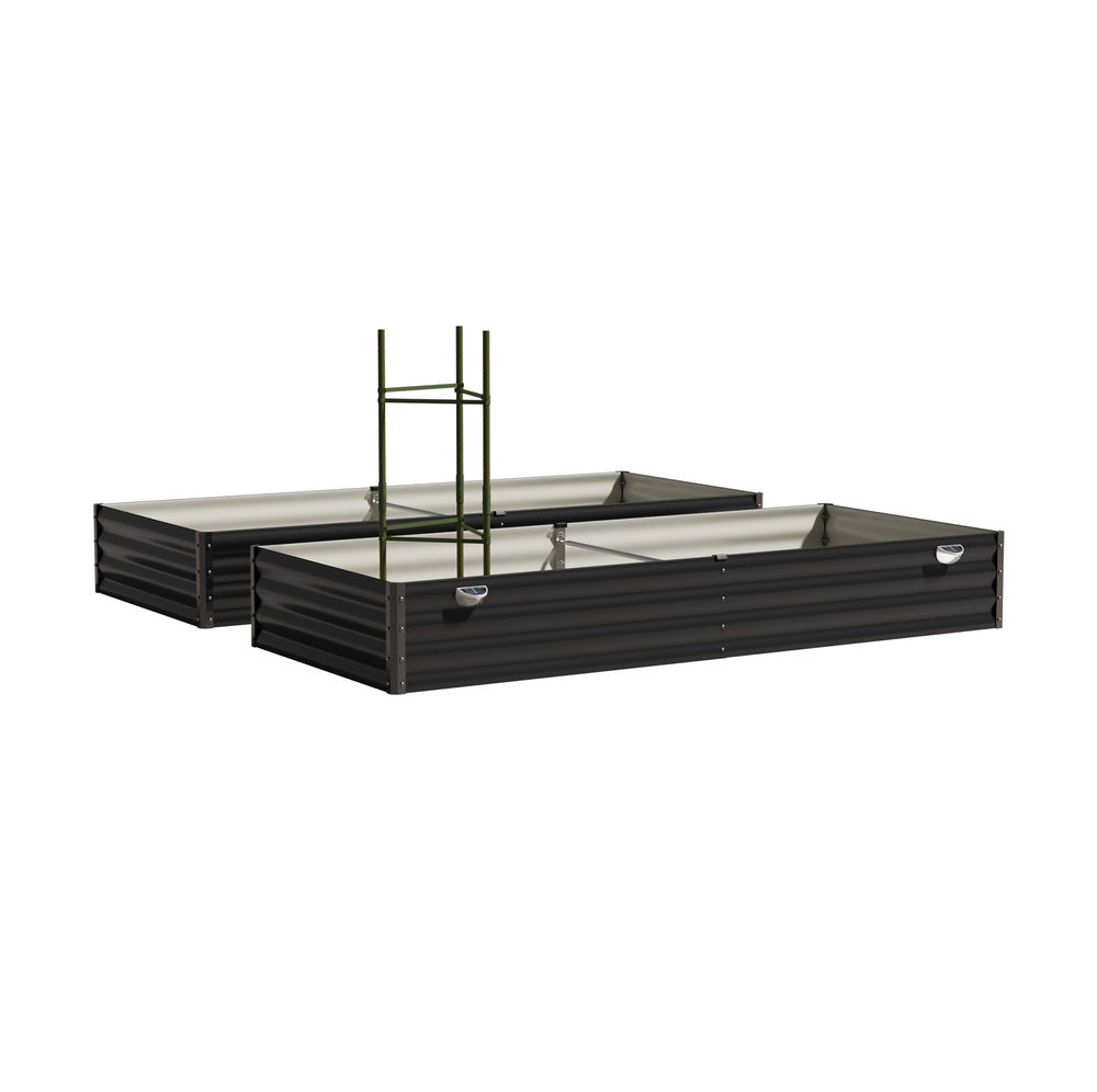 Livsip 4x Garden Bed 210x90x30cm LED Plant Stand Box Galvanise-Garden Bed-PEROZ Accessories