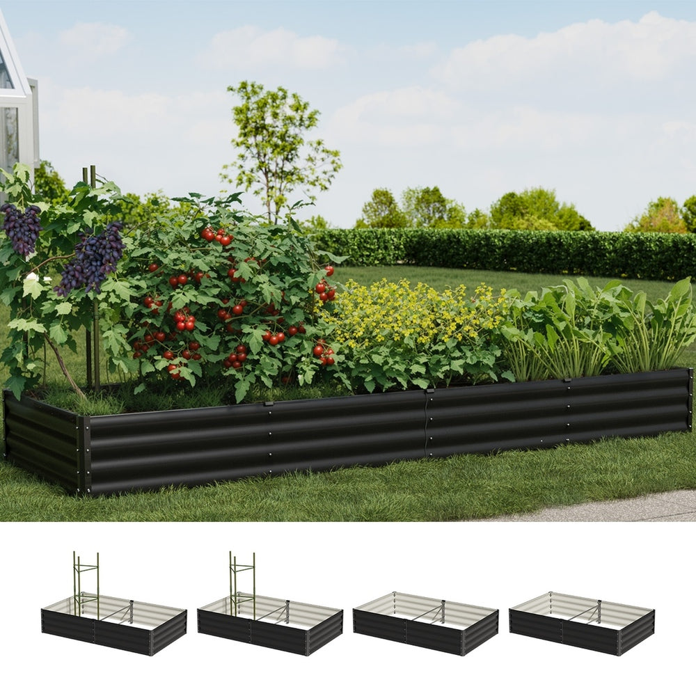 Livsip 2x Garden Bed 290x90x30cm Planter Stand Box Galvanise-Garden Bed-PEROZ Accessories