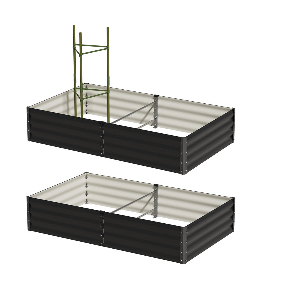 Livsip 2x Garden Bed 290x90x30cm Planter Stand Box Galvanise-Garden Bed-PEROZ Accessories