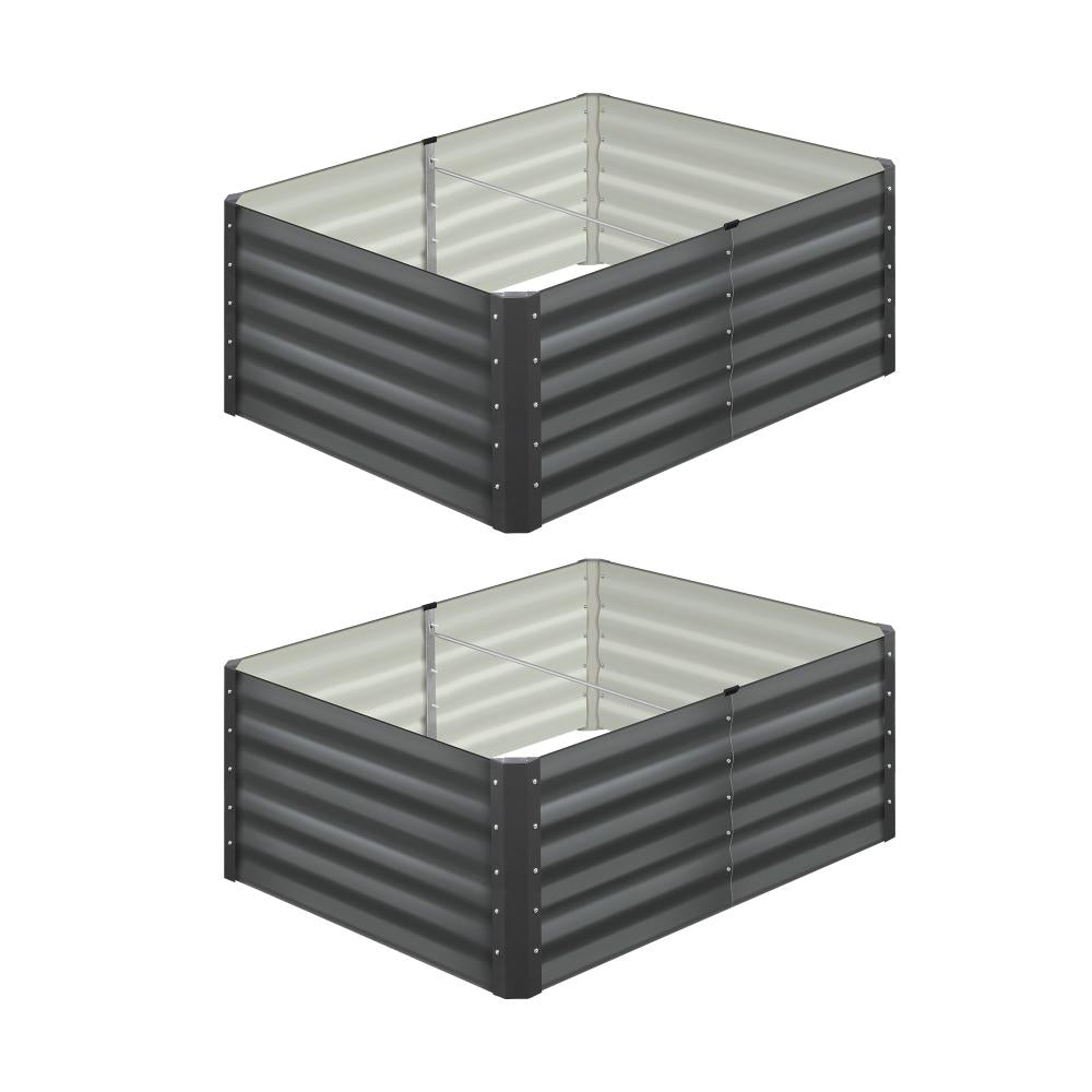 Livsip Garden Raised Bed Vegetable Planter Kit x2 Galvanised Steel 120x80x45CM-Garden Beds-PEROZ Accessories