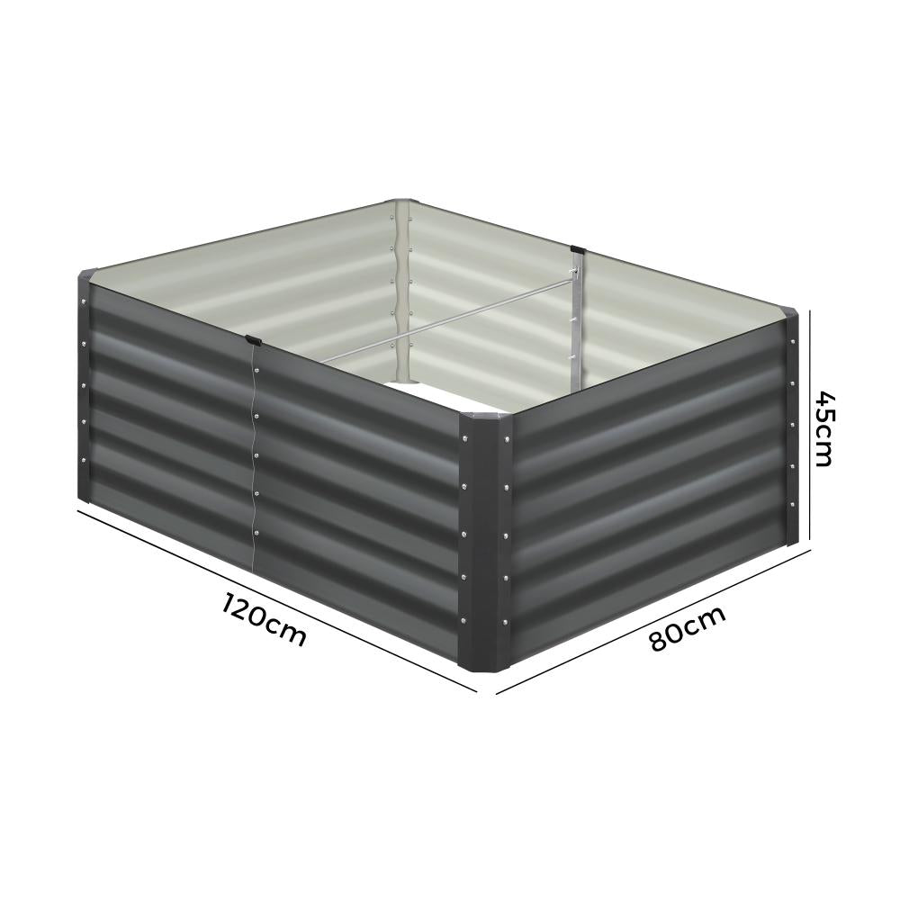 Livsip Garden Raised Bed Vegetable Planter Kit x2 Galvanised Steel 120x80x45CM-Garden Beds-PEROZ Accessories