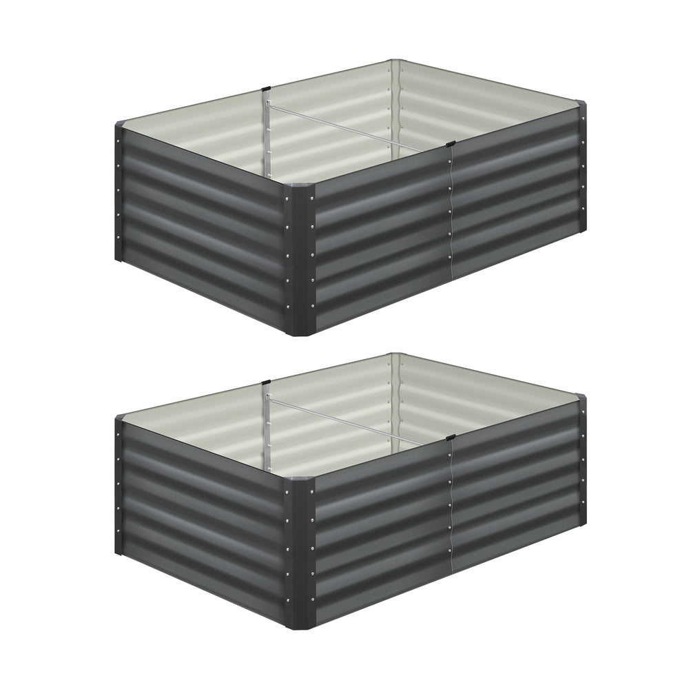 Livsip 160 x 80 x 45cm Garden Bed Galvanised Steel Raised Garden Bed 4pcs-Garden Beds-PEROZ Accessories