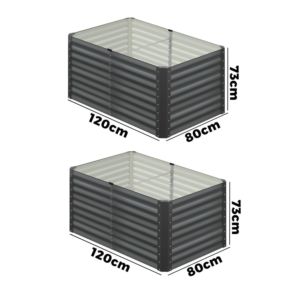 Livsip 120 x 80 x 73cm Garden Bed Galvanised Steel Raised Garden Bed 4pcs-Garden Beds-PEROZ Accessories