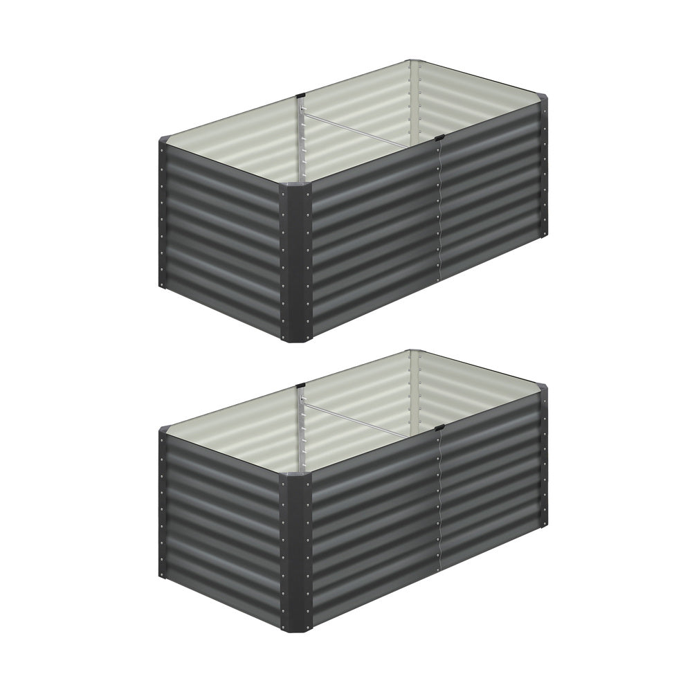 Livsip 160 x 80 x 73cm Garden Bed Galvanised Steel Raised Garden Bed 4pcs-Garden Beds-PEROZ Accessories