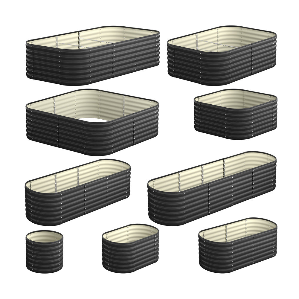 Livsip 9-IN-1 Raised Garden Bed Modular Kit Planter Oval Galvanised Steel 56CM H-Garden Bed-PEROZ Accessories