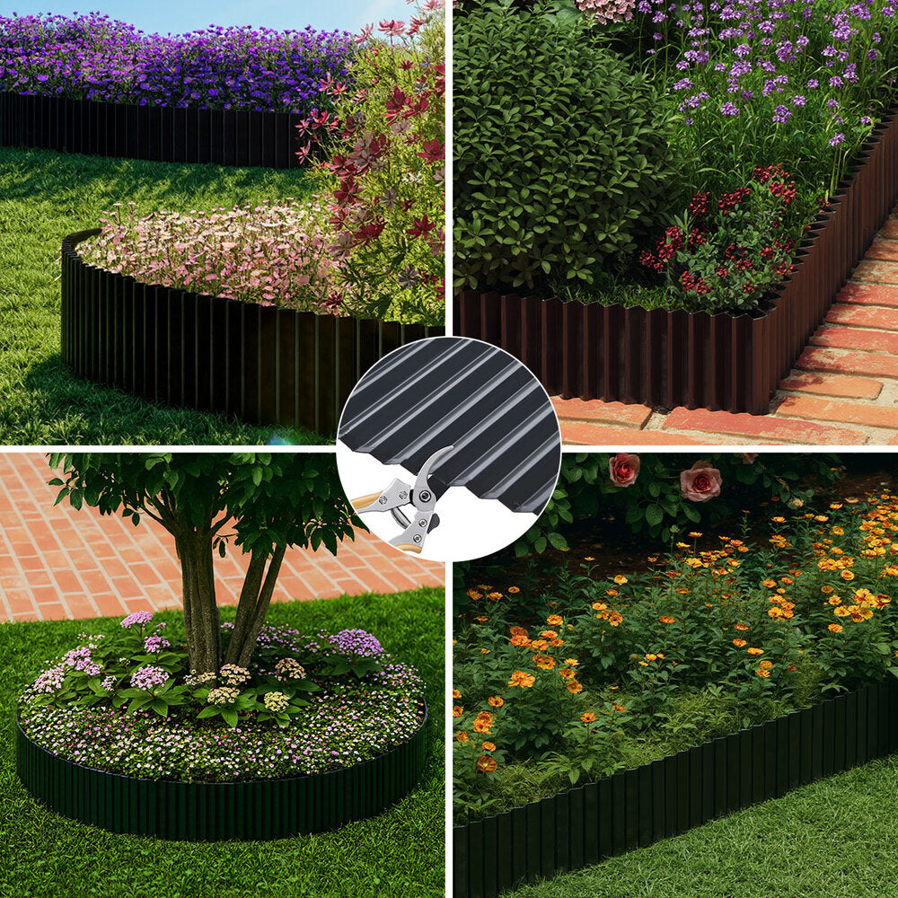 Livsip Garden Edging 10mx30cm Lawn Edge Border Fence Steel Black-Garden Bed-PEROZ Accessories