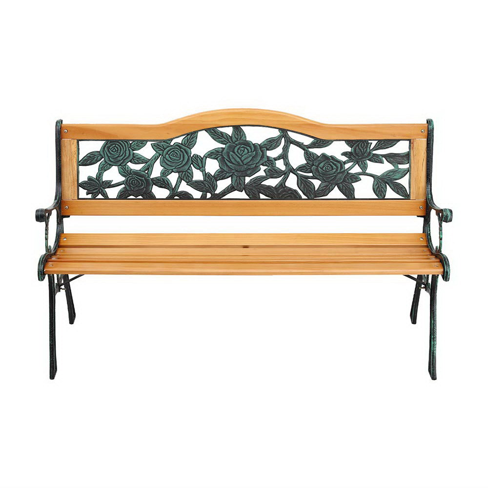Gardeon Outdoor Garden Bench Seat 126cm Wooden Cast Iron 3 Seater Patio Furniture-Furniture > Outdoor > Outdoor Benches-PEROZ Accessories