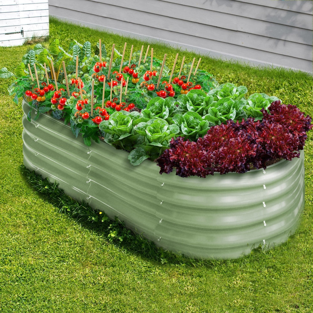 Livsip 2x Garden Bed 160x80x42cm Planter Box Raised Container Galvanised Green-Garden Bed-PEROZ Accessories