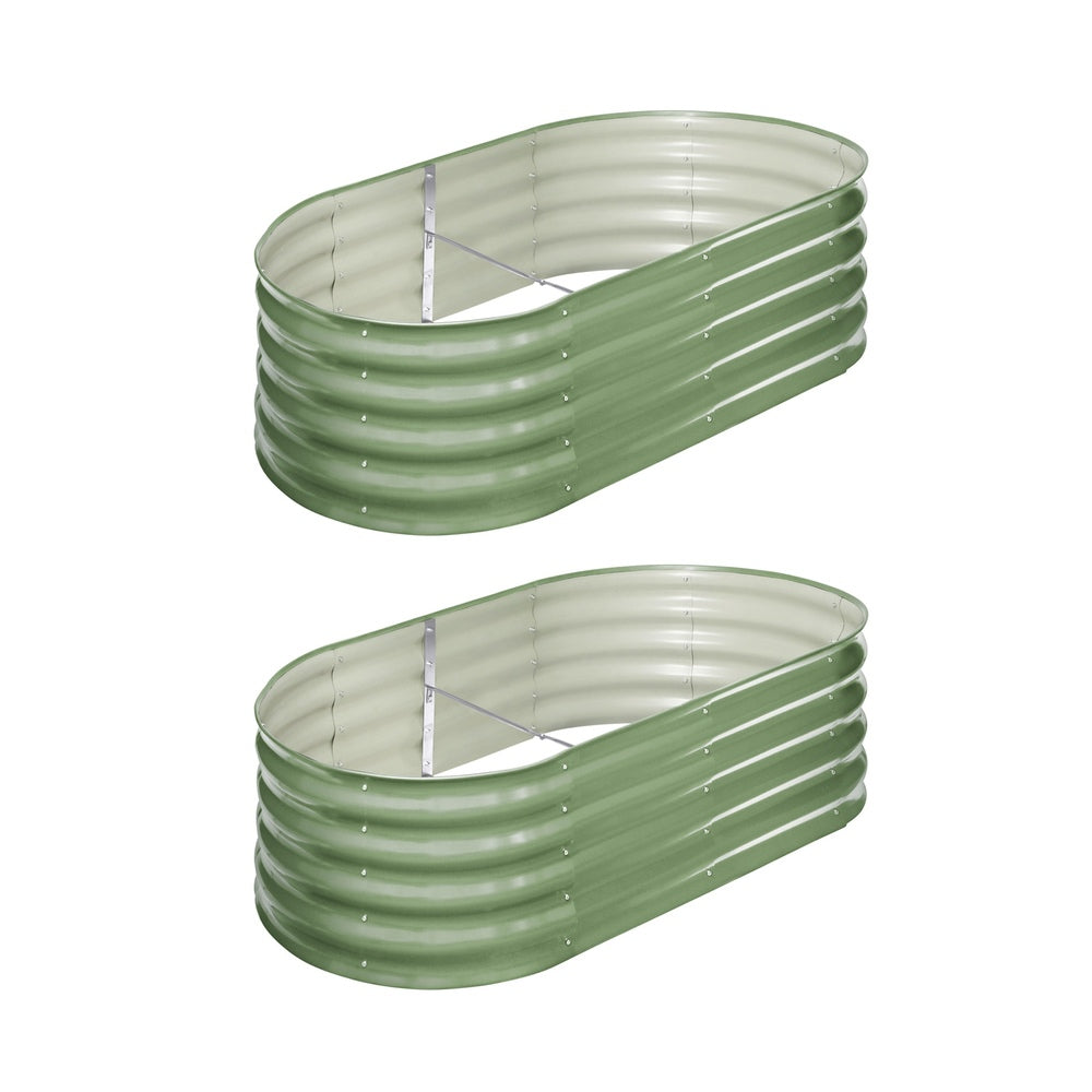 Livsip 2x Garden Bed 160x80x42cm Planter Box Raised Container Galvanised Green-Garden Bed-PEROZ Accessories