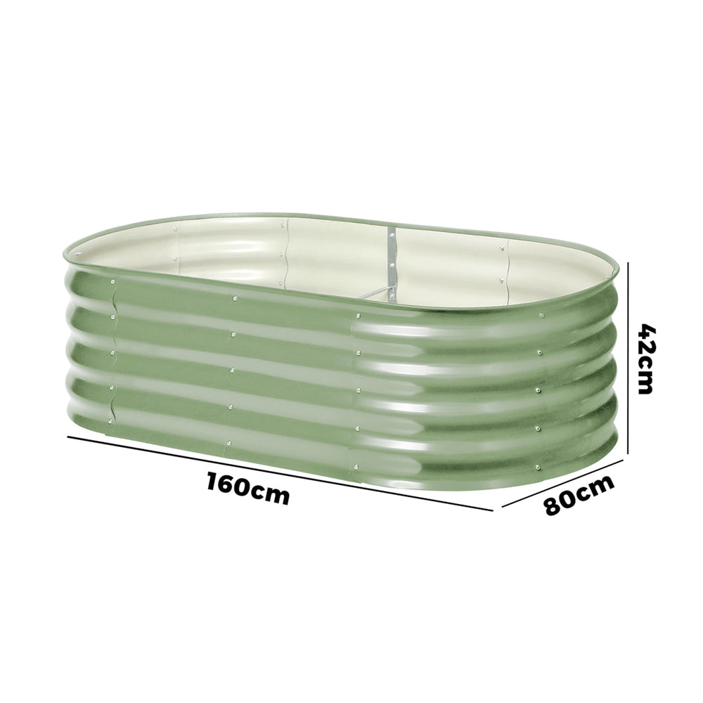 Livsip 2x Garden Bed 160x80x42cm Planter Box Raised Container Galvanised Green-Garden Bed-PEROZ Accessories