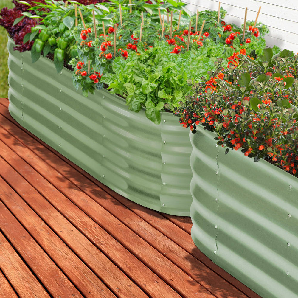 Livsip 2x Garden Bed 160x80x42cm Planter Box Raised Container Galvanised Green-Garden Bed-PEROZ Accessories