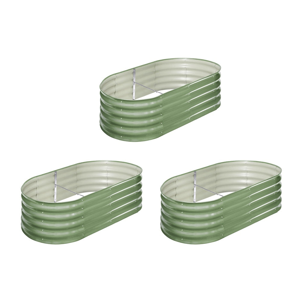 Livsip 3x Garden Bed 160x80x42cm Planter Box Raised Container Galvanised Green-Garden Bed-PEROZ Accessories
