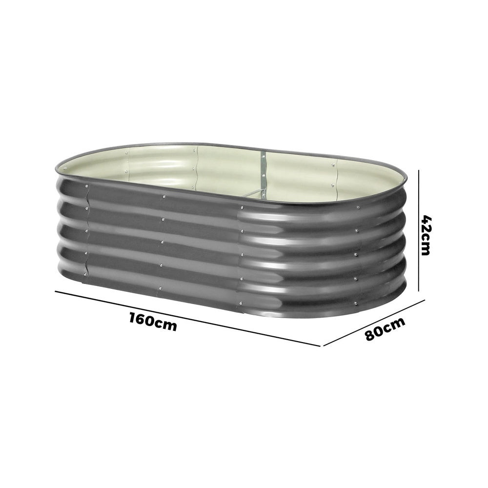 Livsip Galvanised Raised Garden Bed Steel Vegetable Planter 160X80X42CM-Garden Beds-PEROZ Accessories