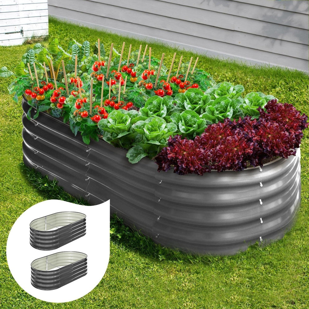 Livsip 2X Garden Bed Galvanised Raised Garden Bed 160X80X42CM-Garden Beds-PEROZ Accessories