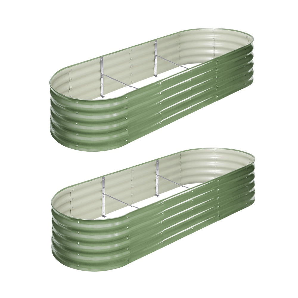 Livsip 2x Garden Bed 240x80x42cm Planter Box Raised Container Galvanised Green-Garden Bed-PEROZ Accessories