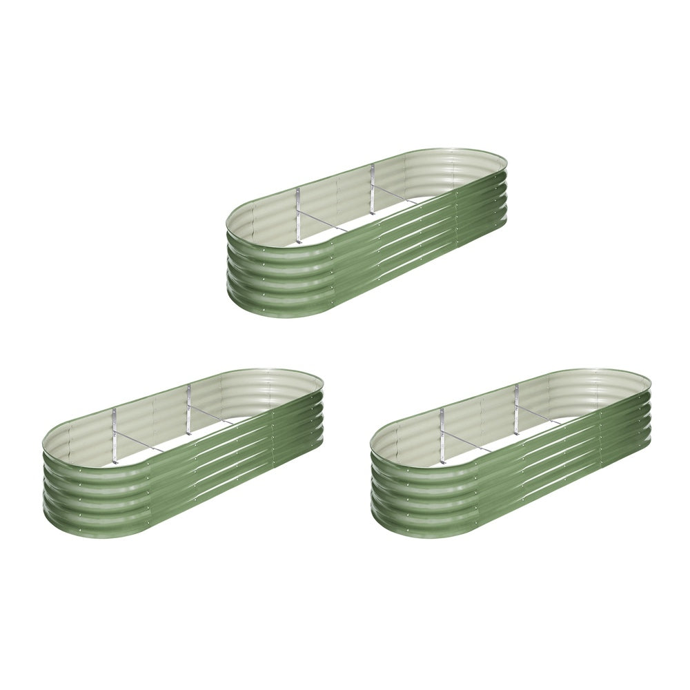 Livsip 3x Garden Bed 240x80x42cm Planter Box Raised Container Galvanised Green-Garden Bed-PEROZ Accessories