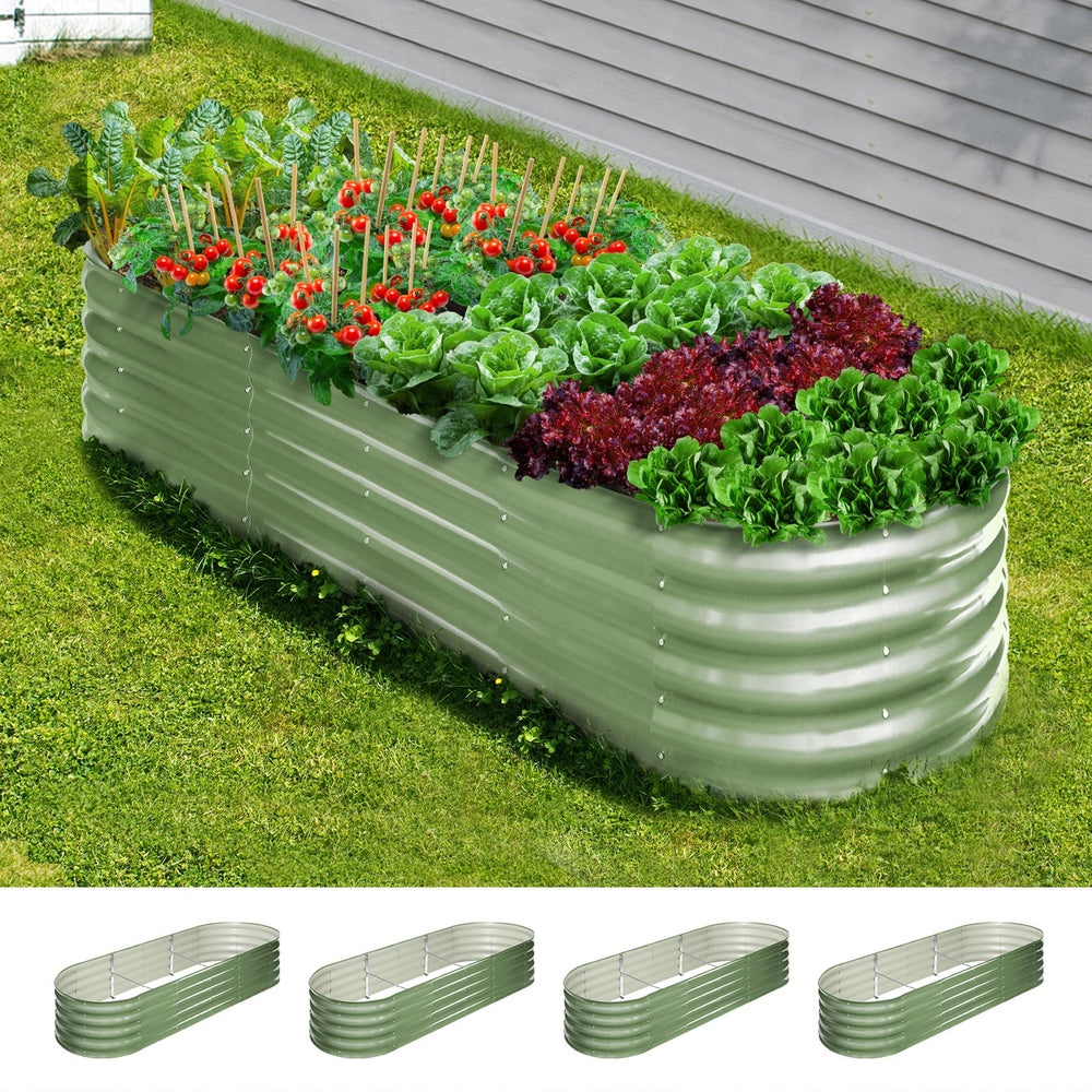 Livsip 4x Garden Bed 240x80x42cm Planter Box Raised Container Galvanised Green-Garden Bed-PEROZ Accessories