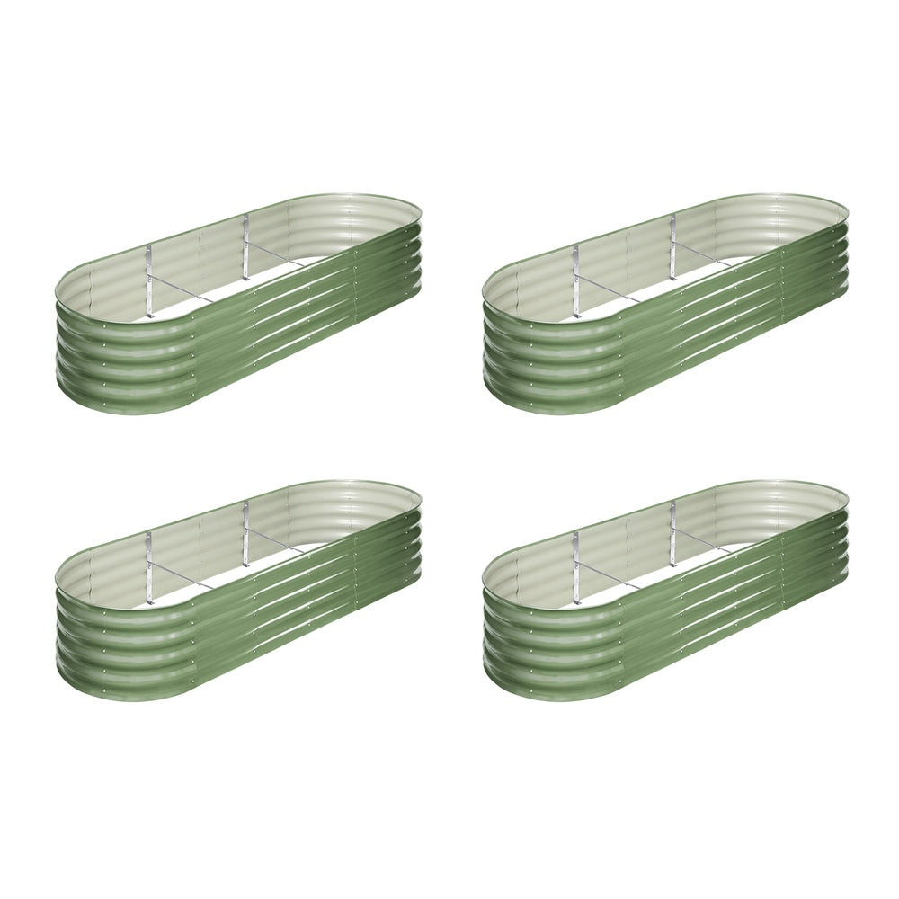Livsip 4x Garden Bed 240x80x42cm Planter Box Raised Container Galvanised Green-Garden Bed-PEROZ Accessories