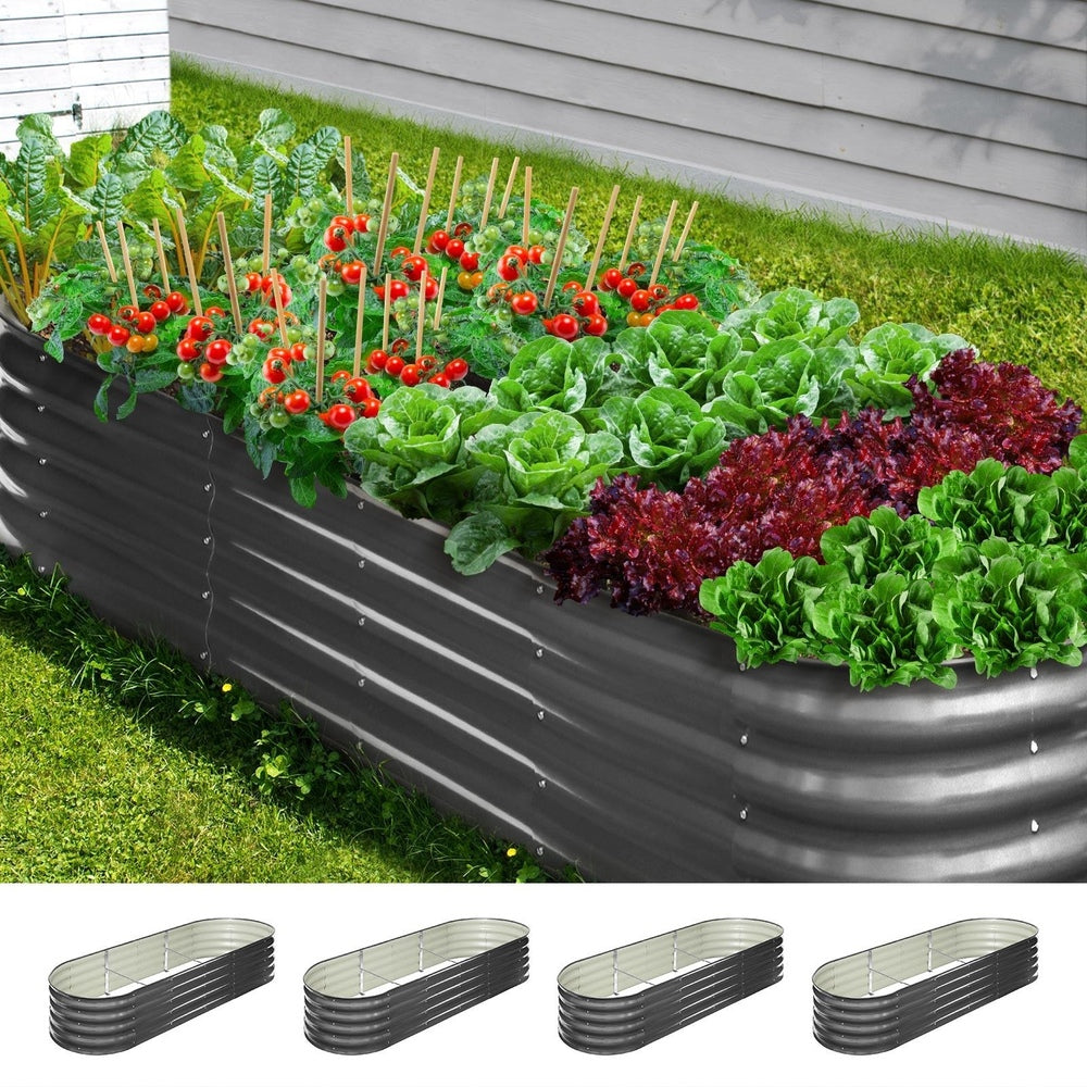 Livsip 4X Garden Bed Galvanised Raised Garden Bed 240X80X42CM-Garden Beds-PEROZ Accessories
