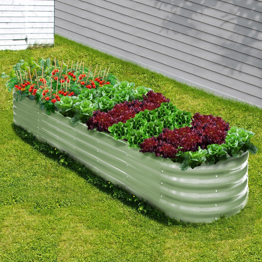 Livsip 2x Garden Bed 320x80x42cm Planter Box Raised Container Galvanised Green-Garden Bed-PEROZ Accessories