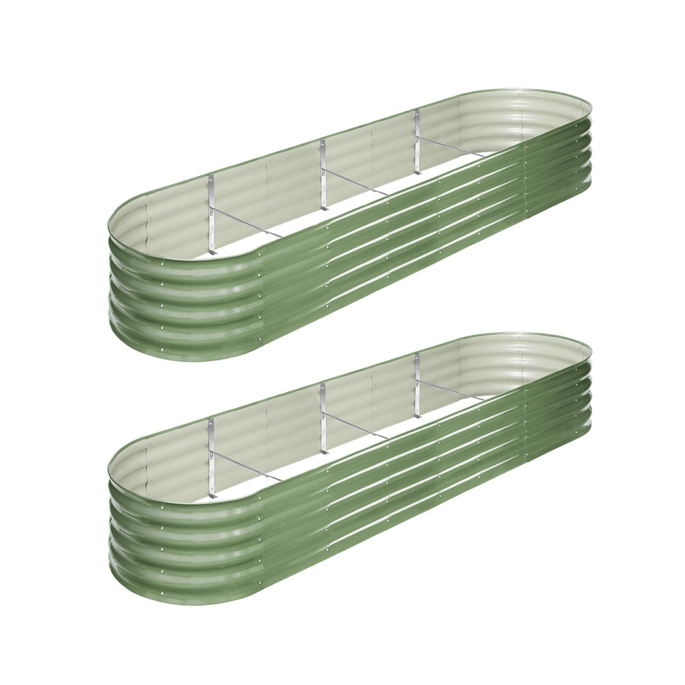 Livsip 2x Garden Bed 320x80x42cm Planter Box Raised Container Galvanised Green-Garden Bed-PEROZ Accessories