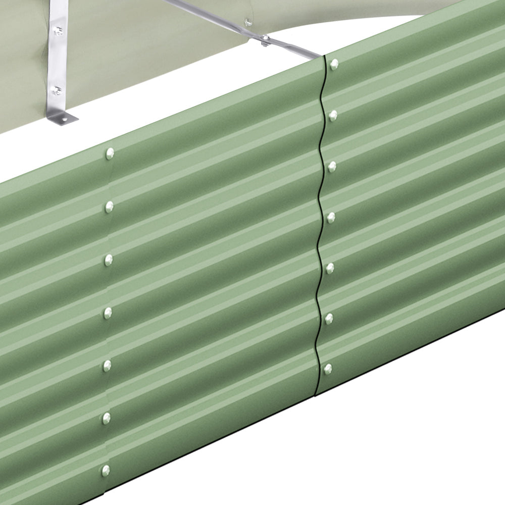 Livsip 3x Garden Bed 320x80x42cm Planter Box Raised Container Galvanised Green-Garden Bed-PEROZ Accessories