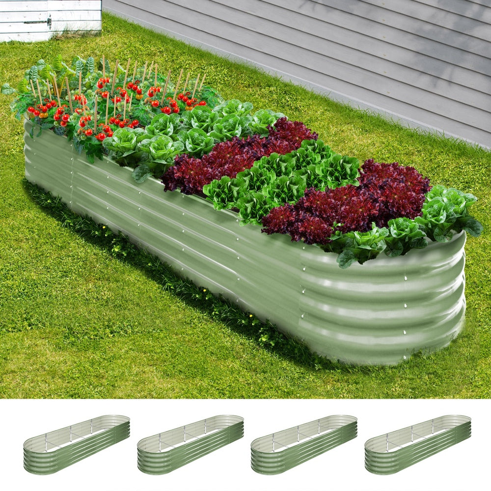 Livsip 4x Garden Bed 320x80x42cm Planter Box Raised Container Galvanised Green-Garden Bed-PEROZ Accessories