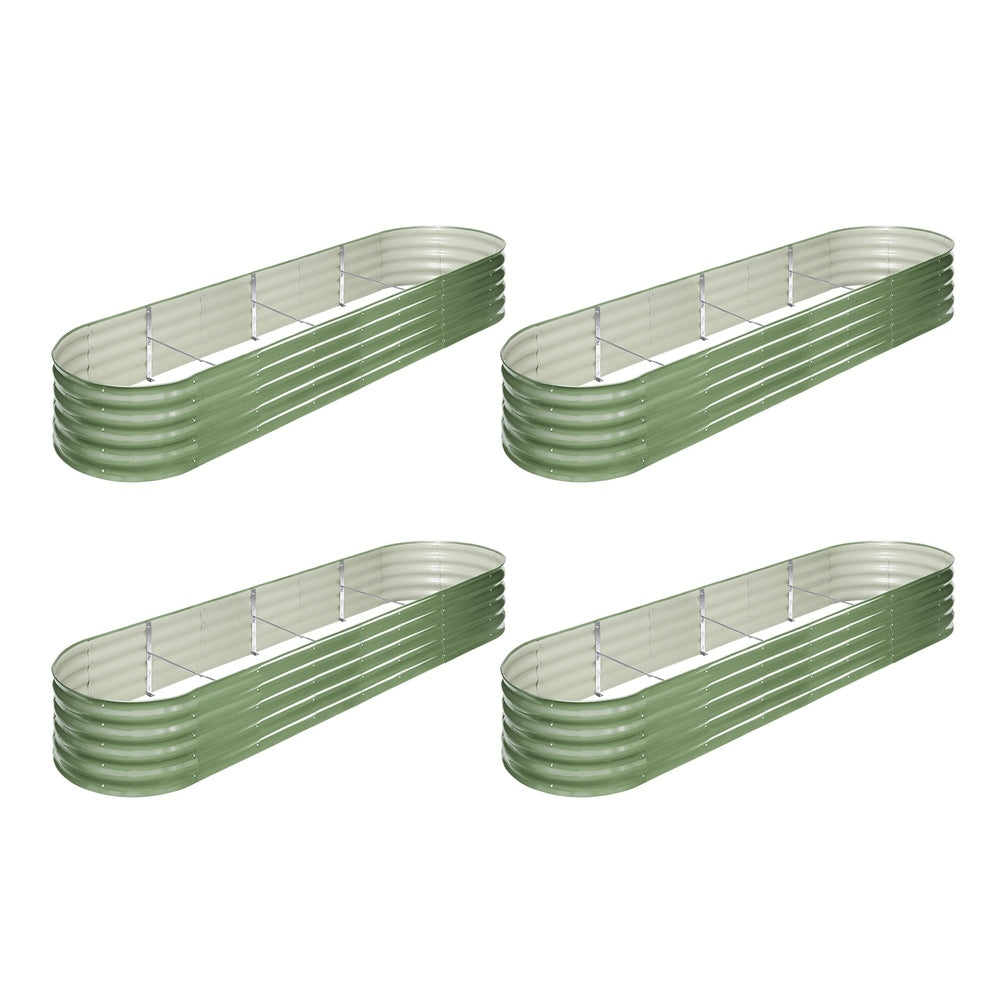 Livsip 4x Garden Bed 320x80x42cm Planter Box Raised Container Galvanised Green-Garden Bed-PEROZ Accessories