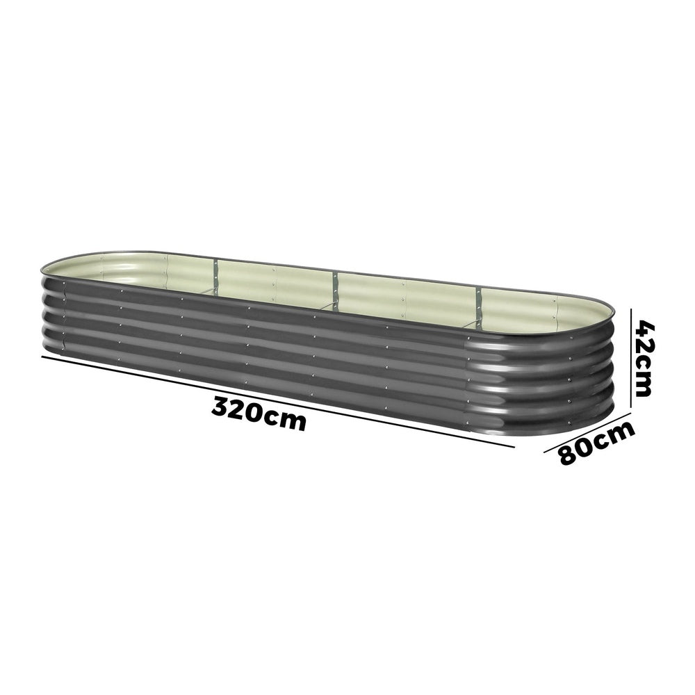 Livsip 2X Garden Bed Galvanised Raised Garden Bed 320X80X42CM-Garden Beds-PEROZ Accessories