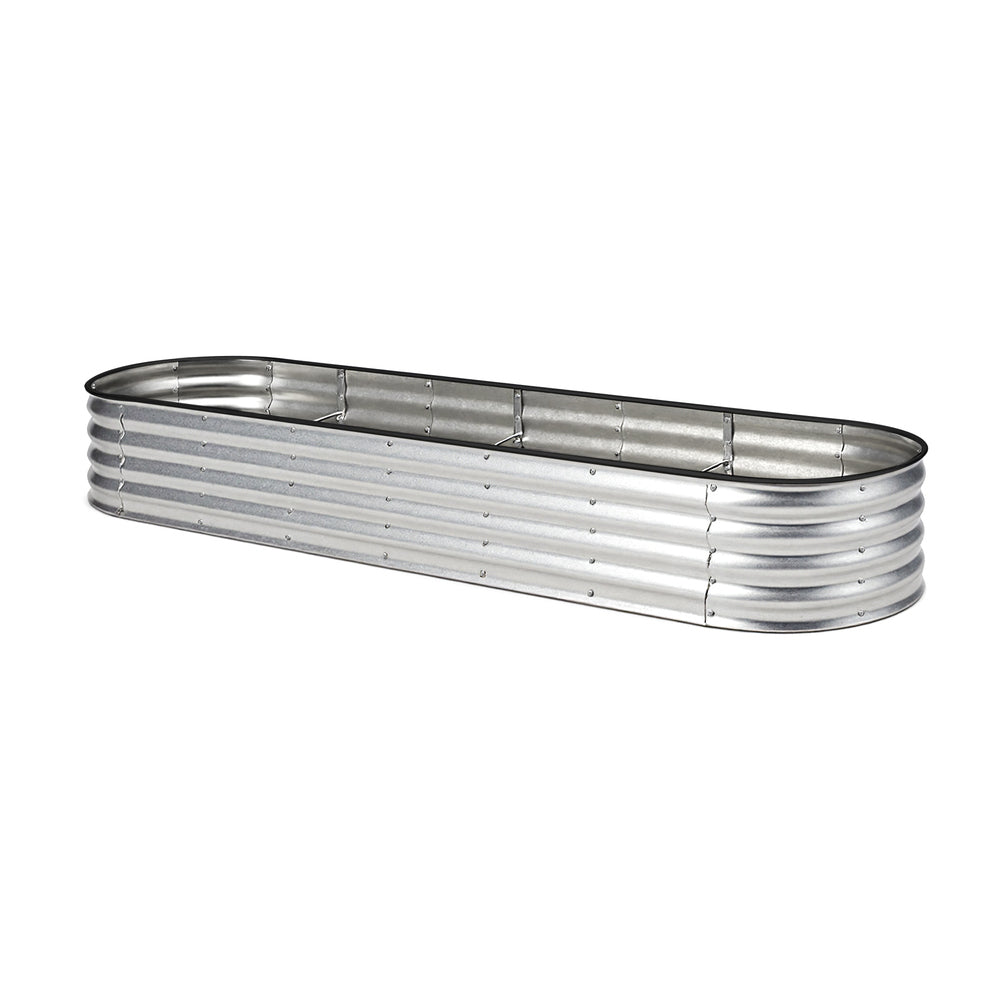 Livsip Garden Bed Oval Galvanised Steel Container 320x80x42cm Silver-Garden Bed-PEROZ Accessories