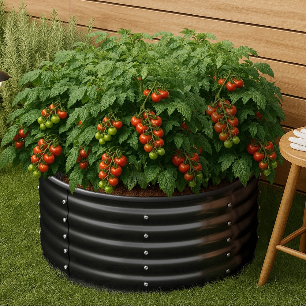Livsip Garden Bed 90x45cm Galvanised Steel Round-Garden Bed-PEROZ Accessories